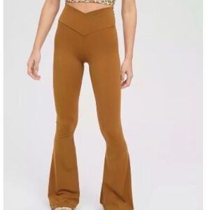 aerie High-Waist Bootcut Flare Pants in Caramel Brown